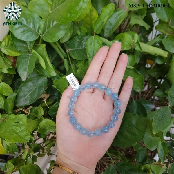 Vòng tay aquamarine xanh nhạt 10ly